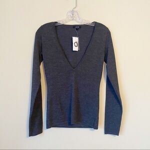 Jacob NWT Merino Wool V-Neck Gray Sweater - XS